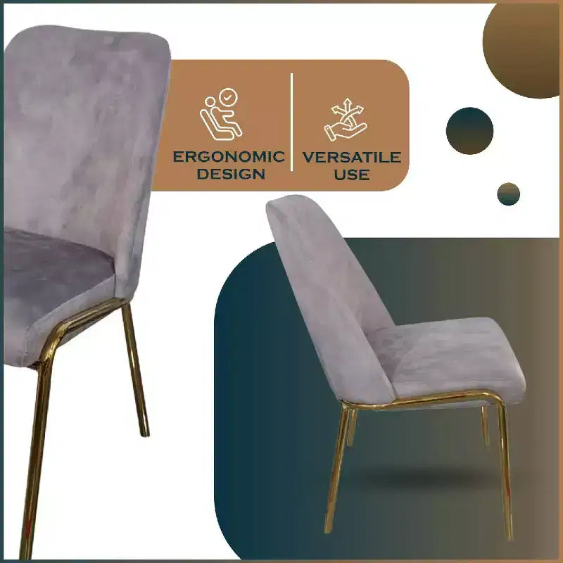 Chaise de salle à manger moderne capitonnée avec pieds en acier doré
