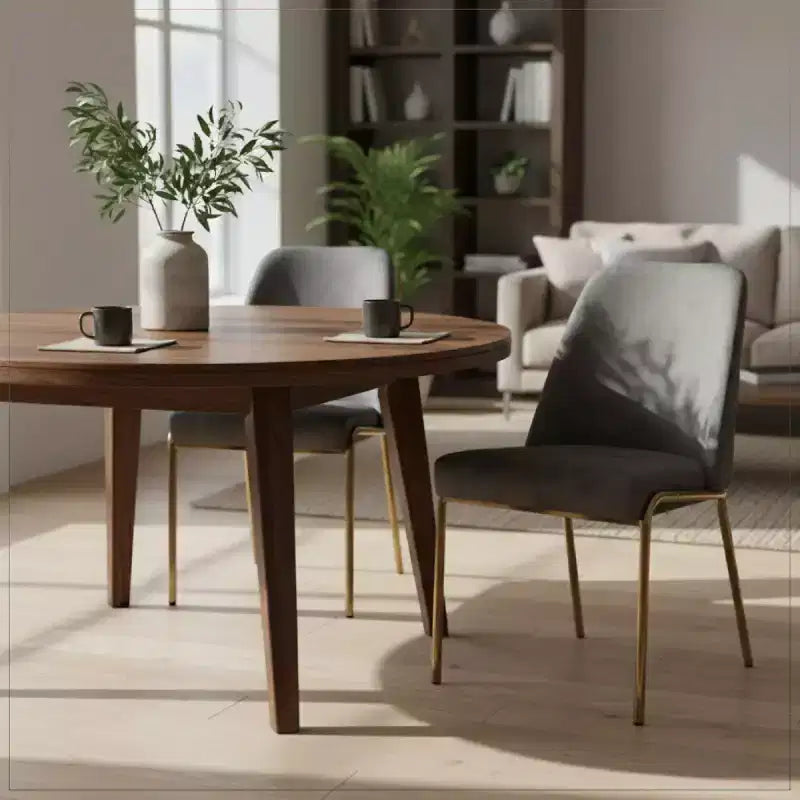 Chaise de salle à manger moderne capitonnée avec pieds en acier doré