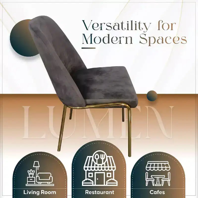 Chaise de salle à manger moderne capitonnée avec pieds en acier doré