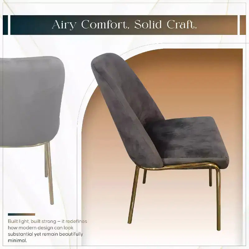 Chaise de salle à manger moderne capitonnée avec pieds en acier doré
