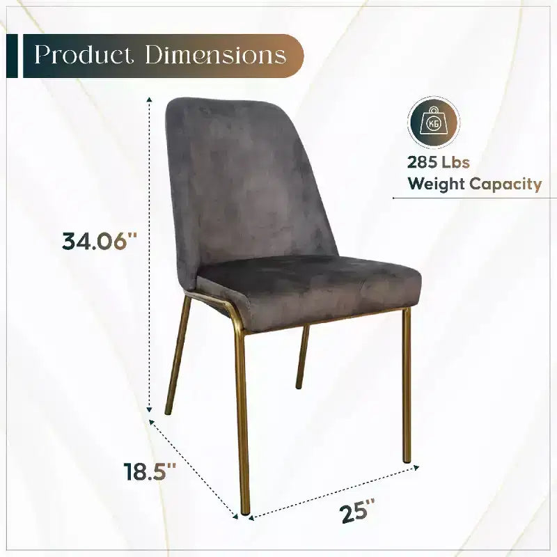 Chaise de salle à manger moderne capitonnée avec pieds en acier doré