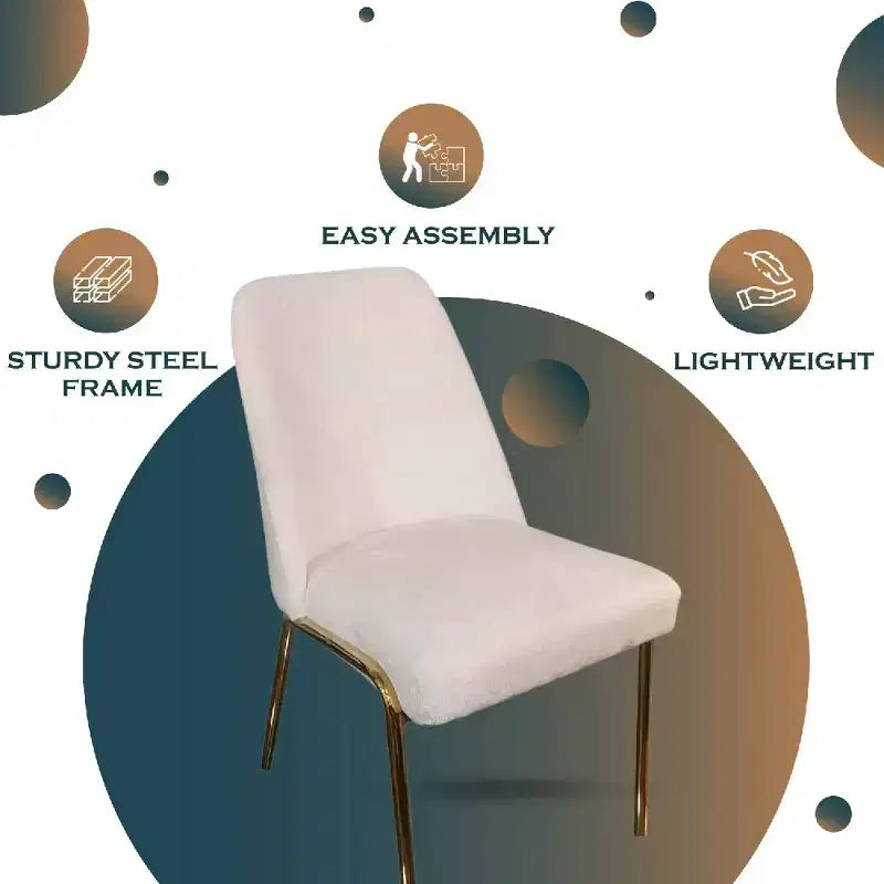 Chaise de salle à manger moderne capitonnée avec pieds en acier doré