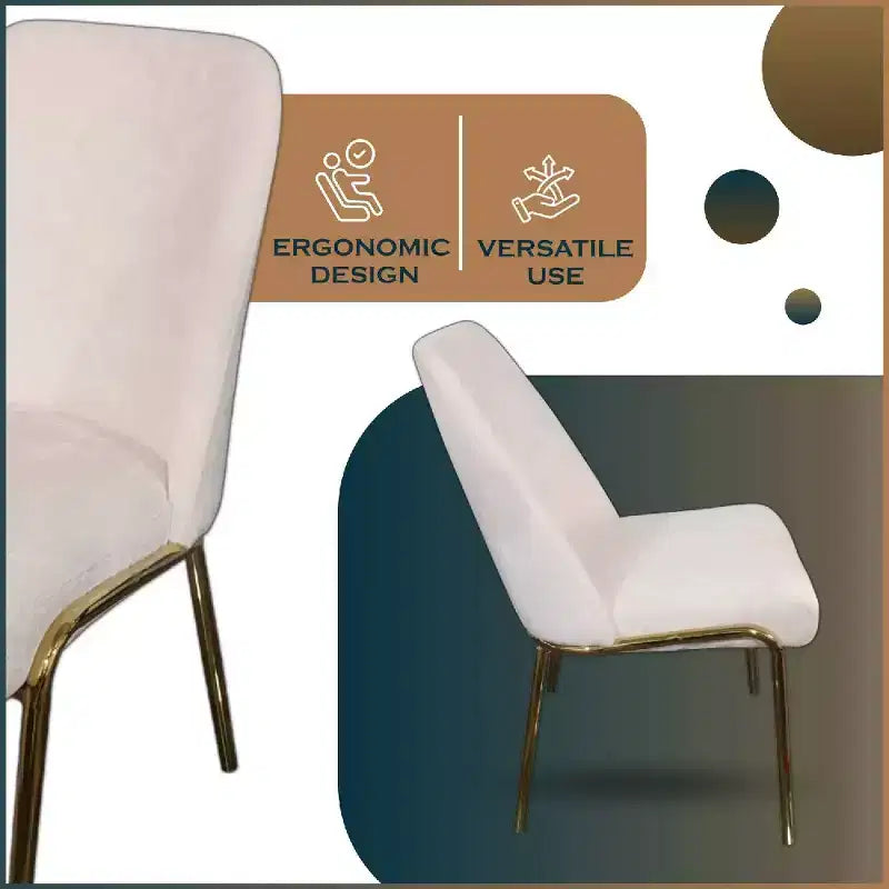 Chaise de salle à manger moderne capitonnée avec pieds en acier doré