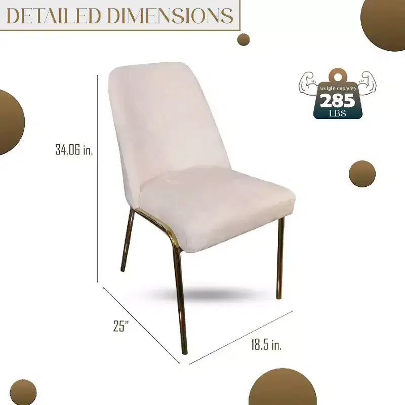 Chaise de salle à manger moderne capitonnée avec pieds en acier doré