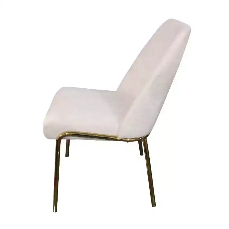 Chaise de salle à manger moderne capitonnée avec pieds en acier doré