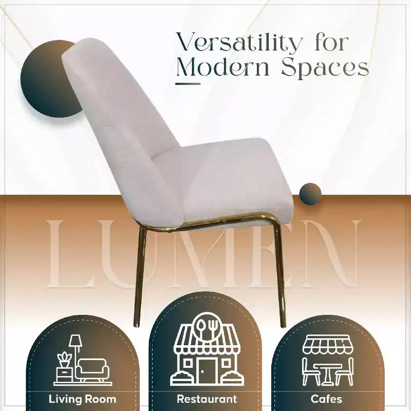Chaise de salle à manger moderne capitonnée avec pieds en acier doré
