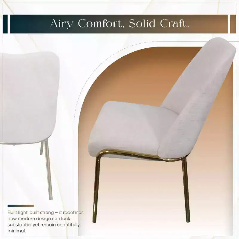 Chaise de salle à manger moderne capitonnée avec pieds en acier doré