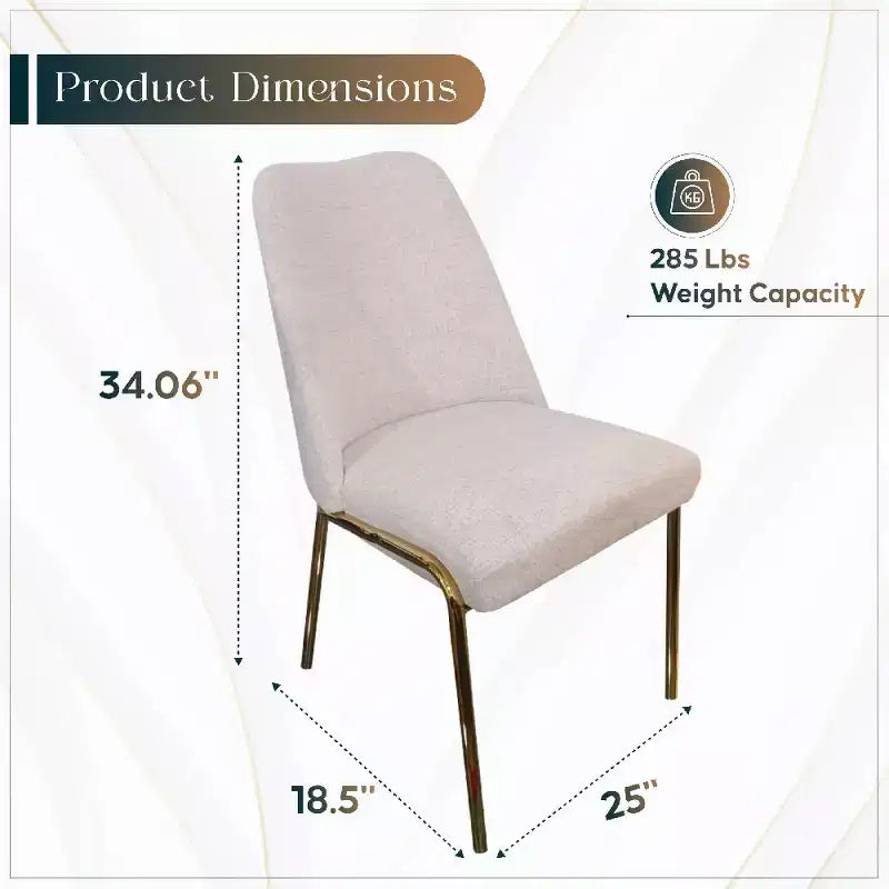Chaise de salle à manger moderne capitonnée avec pieds en acier doré