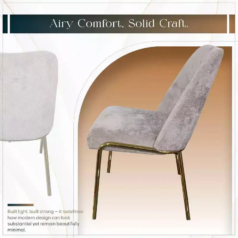 Chaise de salle à manger moderne capitonnée avec pieds en acier doré