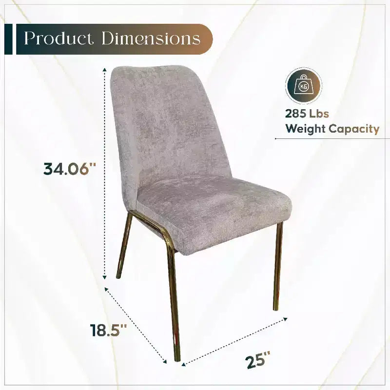 Chaise de salle à manger moderne capitonnée avec pieds en acier doré