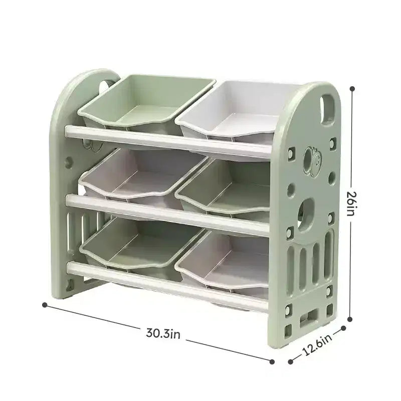 Organisateur de rangement de jouets pour enfants, étagère en PEHD à 6 bacs, pour salle de jeux, chambre, salon, rose