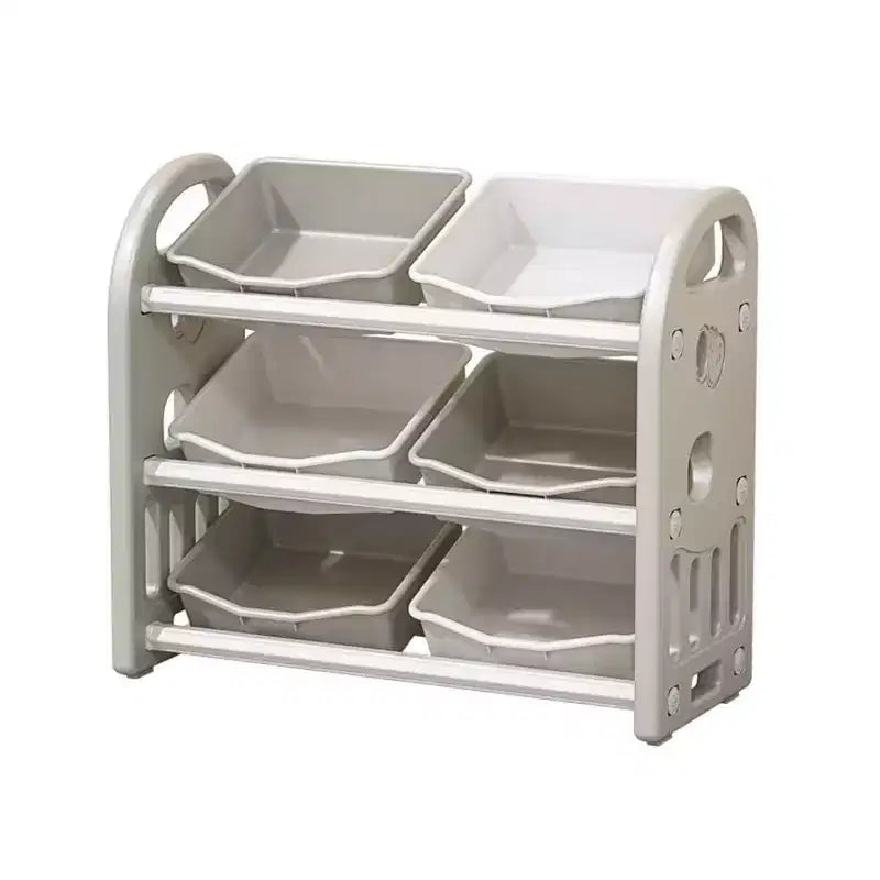 Organisateur de rangement de jouets pour enfants, étagère en PEHD à 6 bacs, pour salle de jeux, chambre, salon, rose