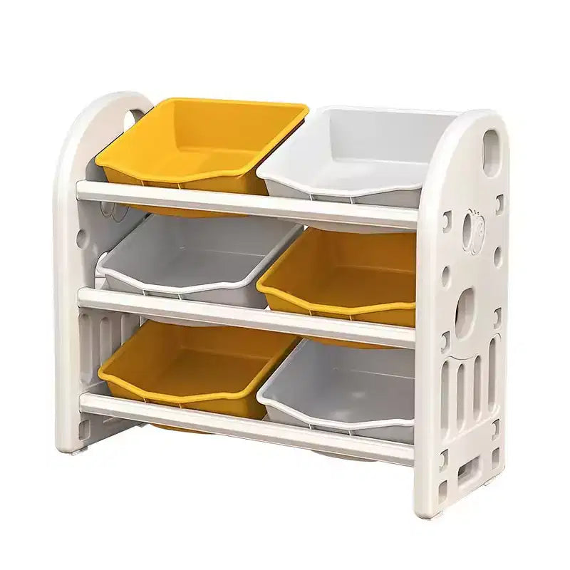 Organisateur de rangement de jouets pour enfants, étagère en PEHD à 6 bacs, pour salle de jeux, chambre, salon, rose