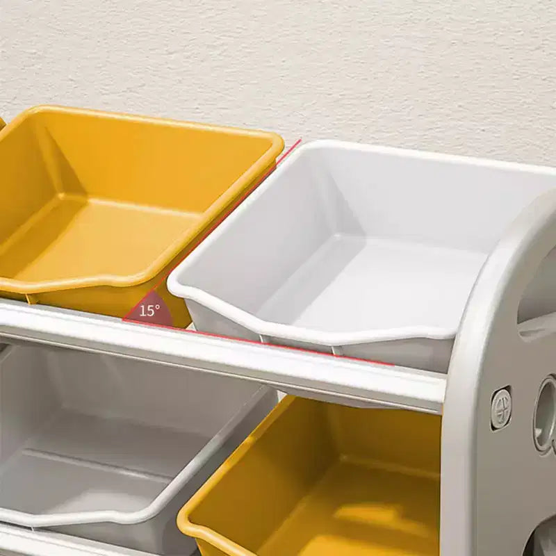 Organisateur de rangement de jouets pour enfants, étagère en PEHD à 6 bacs, pour salle de jeux, chambre, salon, rose