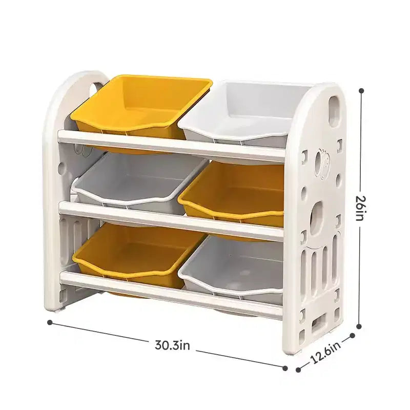 Organisateur de rangement de jouets pour enfants, étagère en PEHD à 6 bacs, pour salle de jeux, chambre, salon, rose