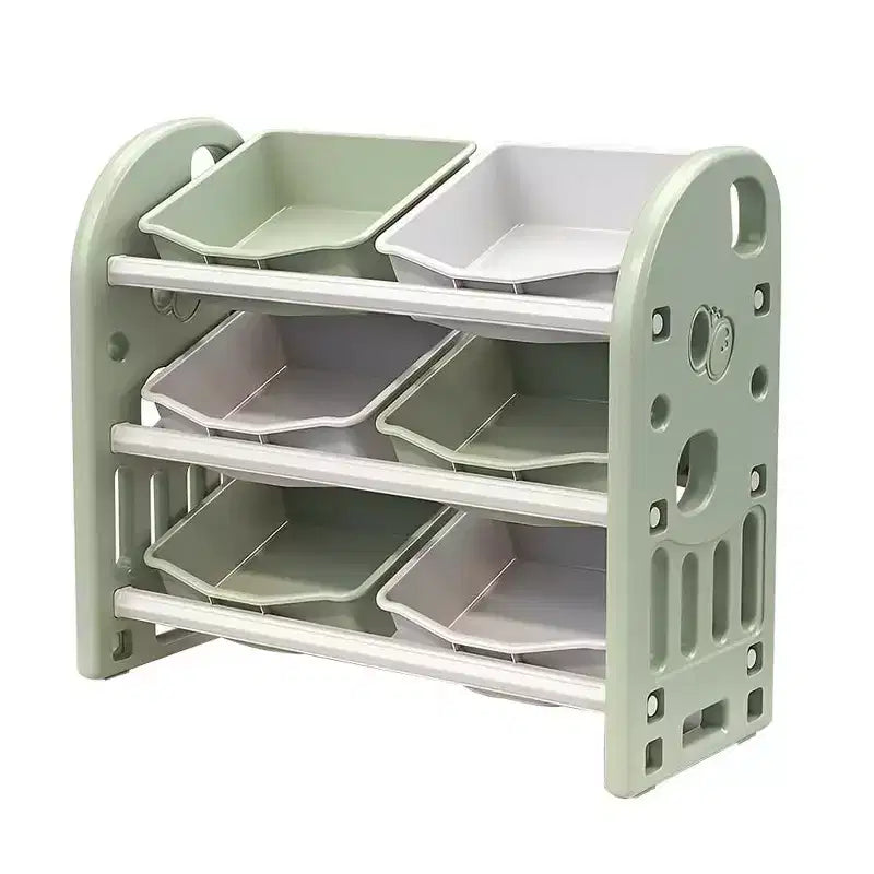 Organisateur de rangement de jouets pour enfants, étagère en PEHD à 6 bacs, pour salle de jeux, chambre, salon, rose