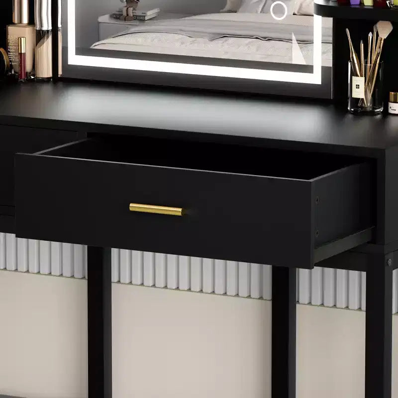 Coiffeuse avec miroir et lumières, table de maquillage avec tiroirs
