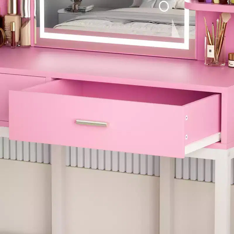 Coiffeuse avec miroir et lumières, table de maquillage avec tiroirs