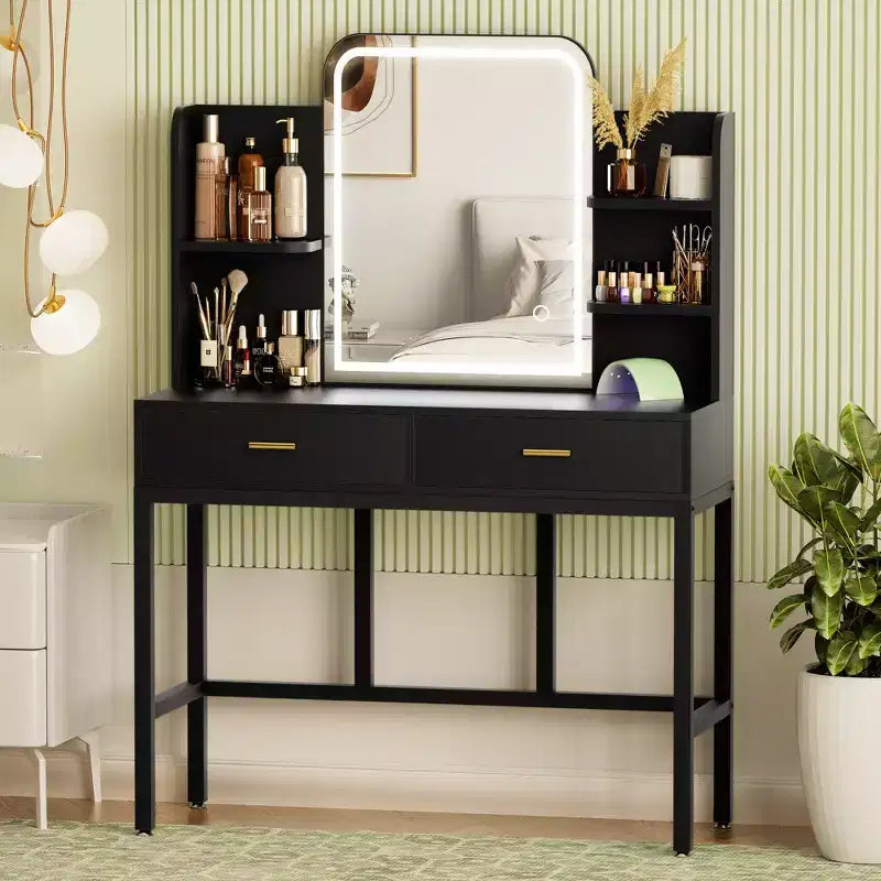 Makeup Vanity with Mirror and Lights, Vanity Table with Drawers