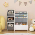 MAYEERTY Kids Booksheld and Toy Storage Organizer, Multifunctional 4 Tier 3 Collapsible Fabric Drawers, Book Display in Room Playroom