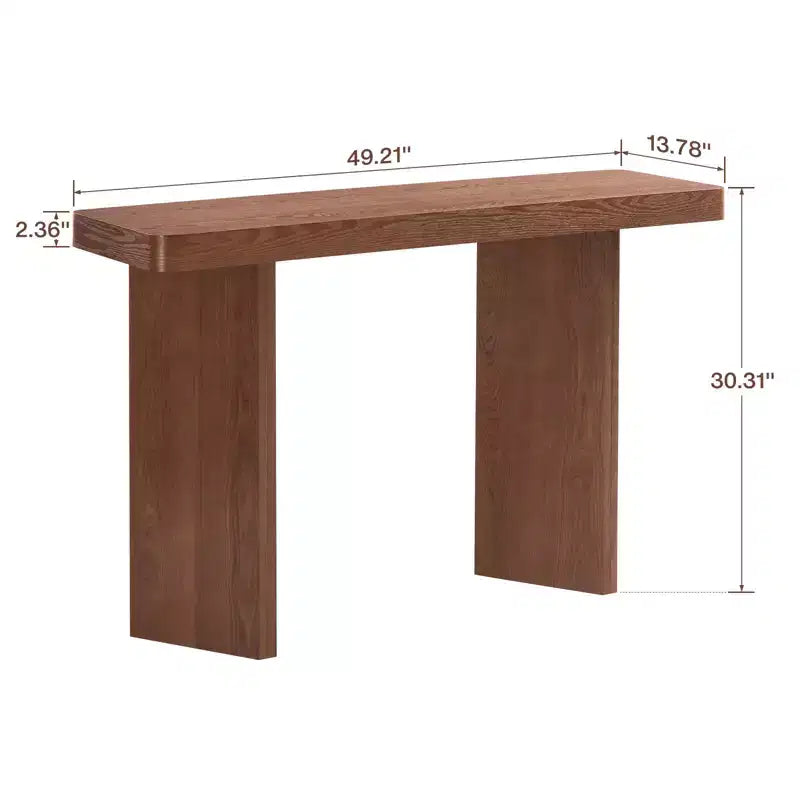 Console étroite de 50", table d'entrée et de canapé mince avec plateau en placage de bois véritable, console de couloir moderne épaisse et robuste