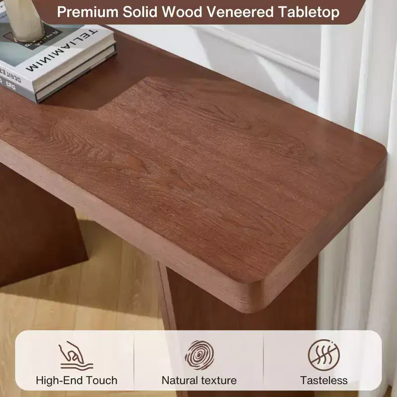 Console étroite de 50", table d'entrée et de canapé mince avec plateau en placage de bois véritable, console de couloir moderne épaisse et robuste
