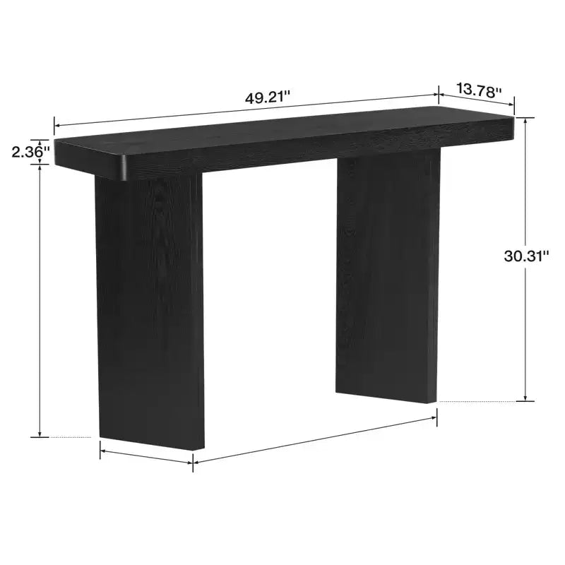 Console étroite de 50", table d'entrée et de canapé mince avec plateau en placage de bois véritable, console de couloir moderne épaisse et robuste