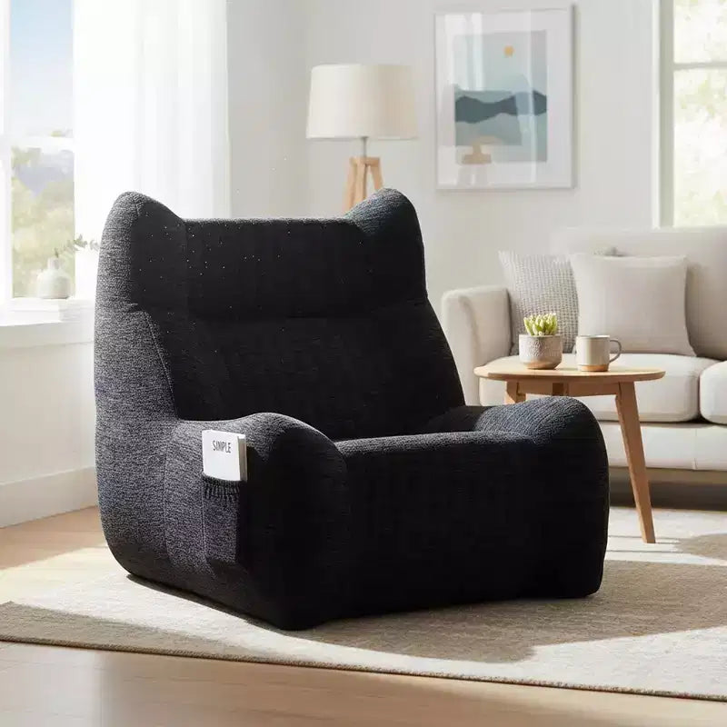 Pouf géant pour adultes avec accoudoirs, tissu chenille et mousse haute résilience
