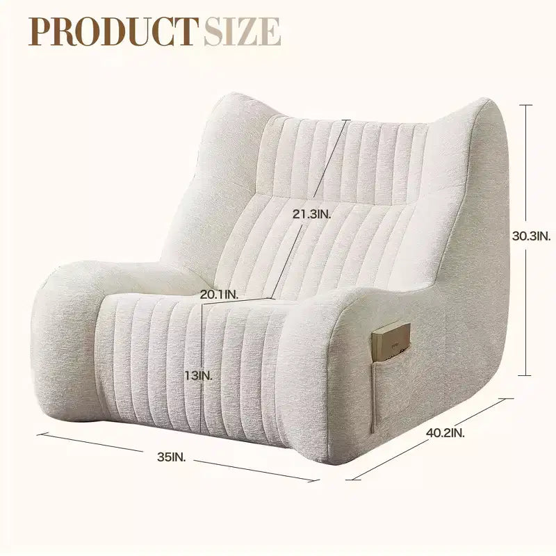 Pouf géant pour adultes avec accoudoirs, tissu chenille et mousse haute résilience