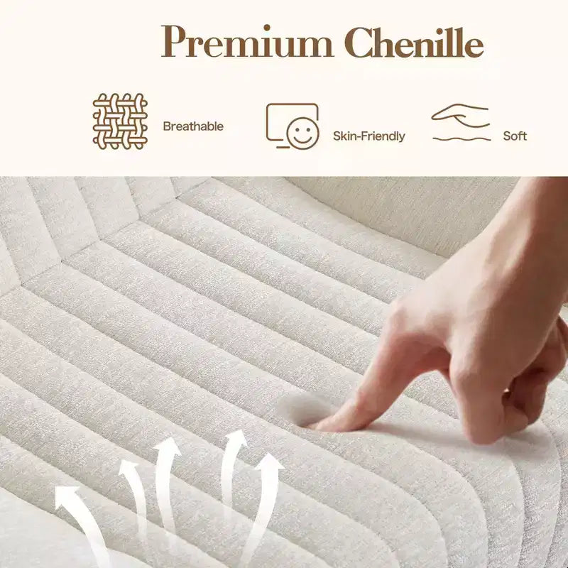 Pouf géant pour adultes avec accoudoirs, tissu chenille et mousse haute résilience