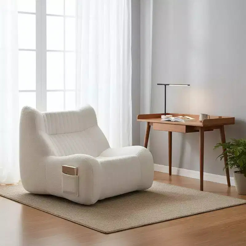 Pouf géant pour adultes avec accoudoirs, tissu chenille et mousse haute résilience