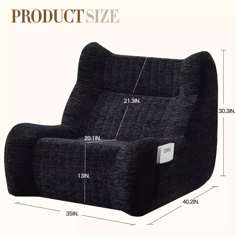 Pouf géant pour adultes avec accoudoirs, tissu chenille et mousse haute résilience