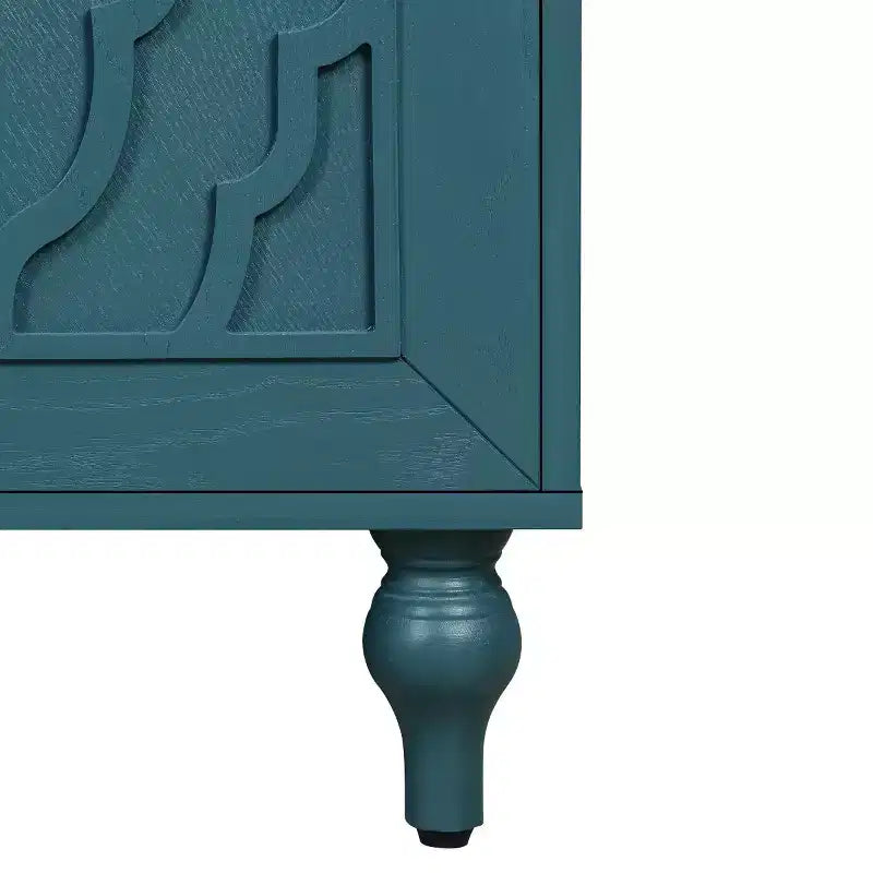 Meuble de cuisine avec 4 portes à fleurs sculptées, buffet décoratif pour salle à manger, salon