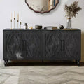 Kitchen Cabinet with 4 Carved Flower Doors, Decorative Sideboard Buffet Storage Cabinet for Dining Room, Living Room - Panipeachy