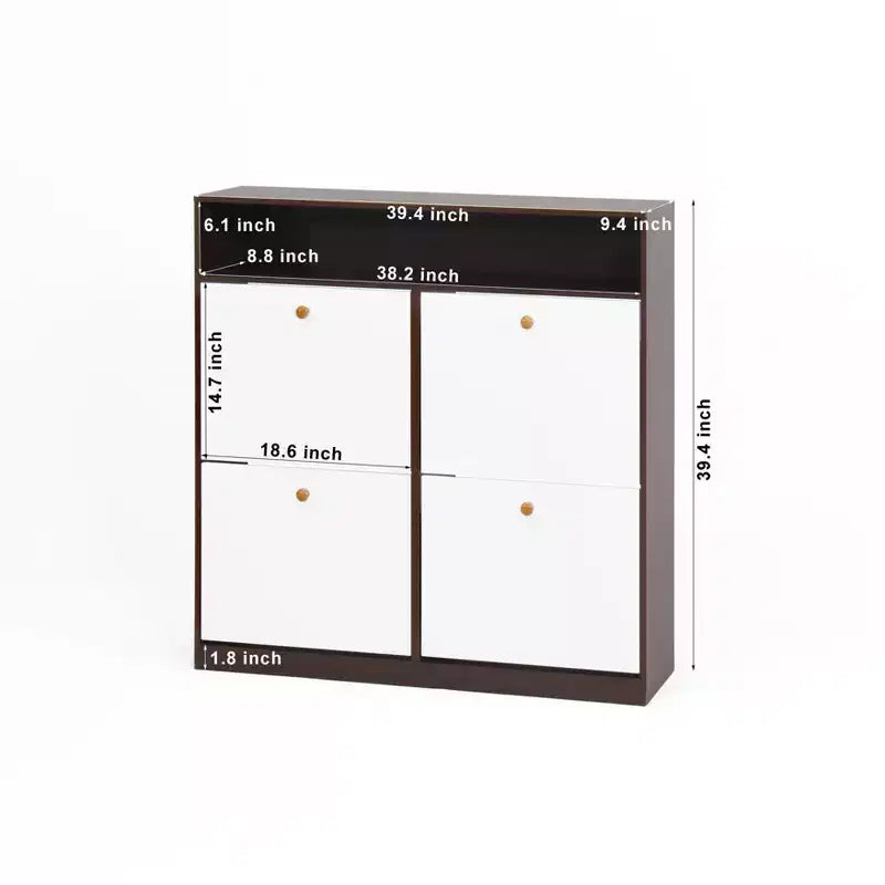 Meuble de rangement à chaussures autoportant avec dispositif anti-basculement et poignée en bois