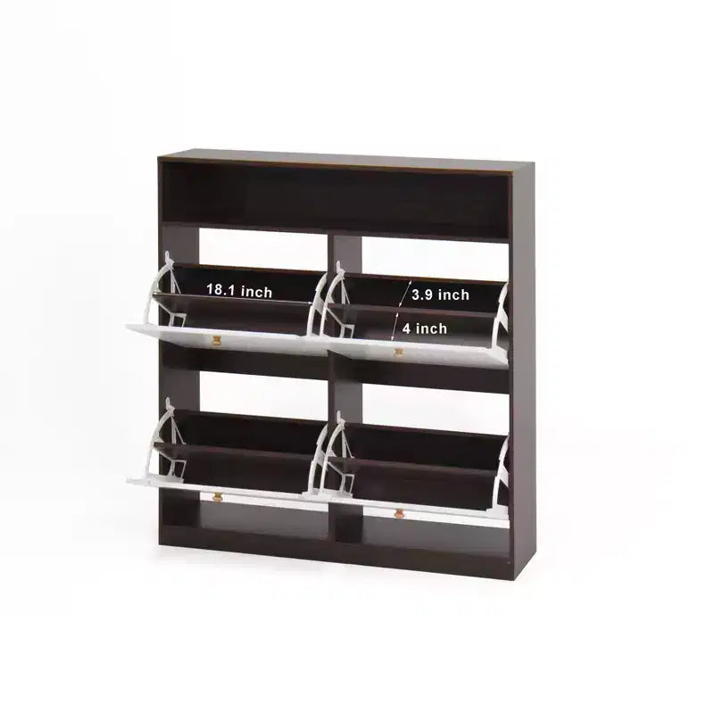 Meuble de rangement à chaussures autoportant avec dispositif anti-basculement et poignée en bois