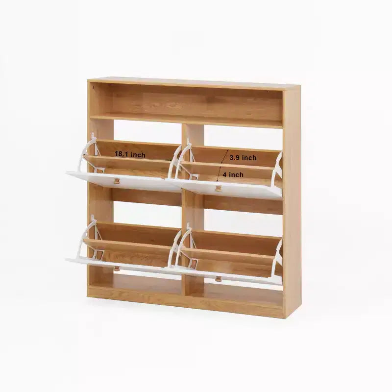 Meuble de rangement à chaussures autoportant avec dispositif anti-basculement et poignée en bois