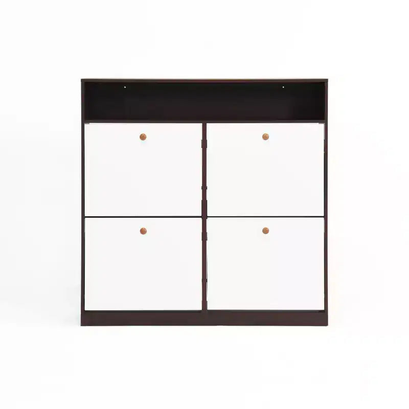 Meuble de rangement à chaussures autoportant avec dispositif anti-basculement et poignée en bois