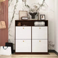 CLIHOME Freestanding Shoe Storage Cabinet with Anti-tip Fitting, Shoe Rack Organizer Cabinet with Wooden Handle