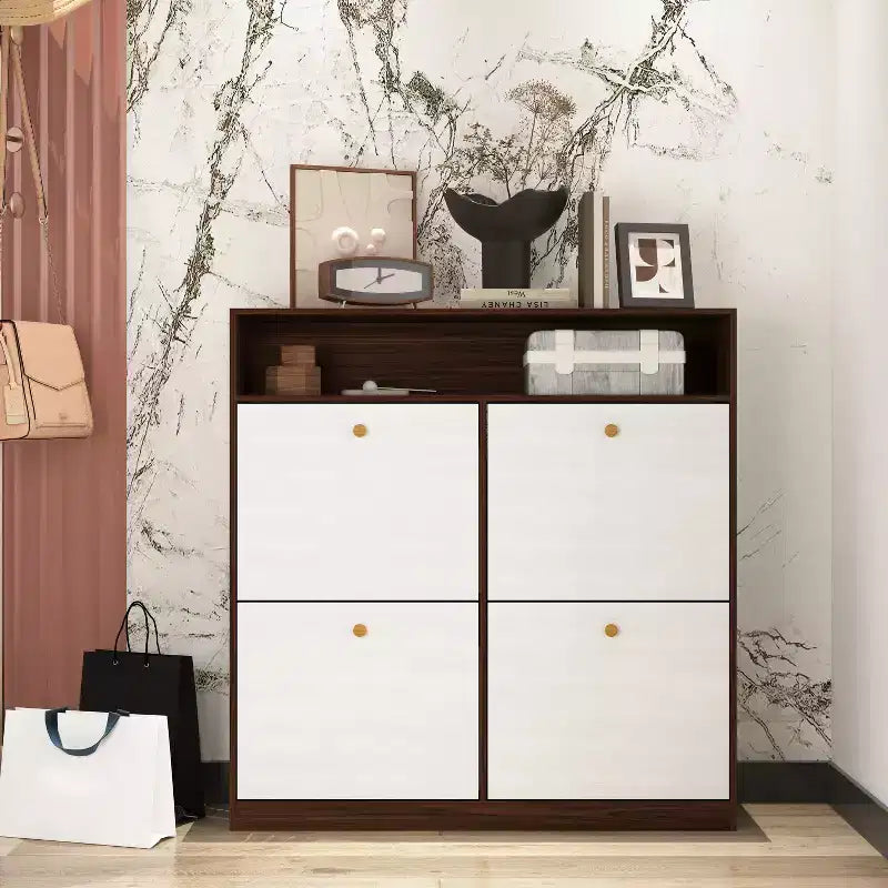 CLIHOME Freestanding Shoe Storage Cabinet with Anti-tip Fitting, Shoe Rack Organizer Cabinet with Wooden Handle