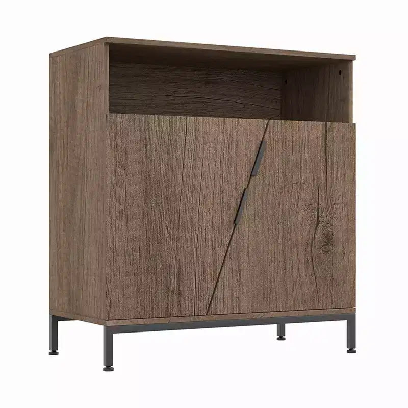 Sideboard Cabinet, Morden Wood Sideboard Buffet, Storage Cabinet with Oblique Door and Adjustable Shelves Brown