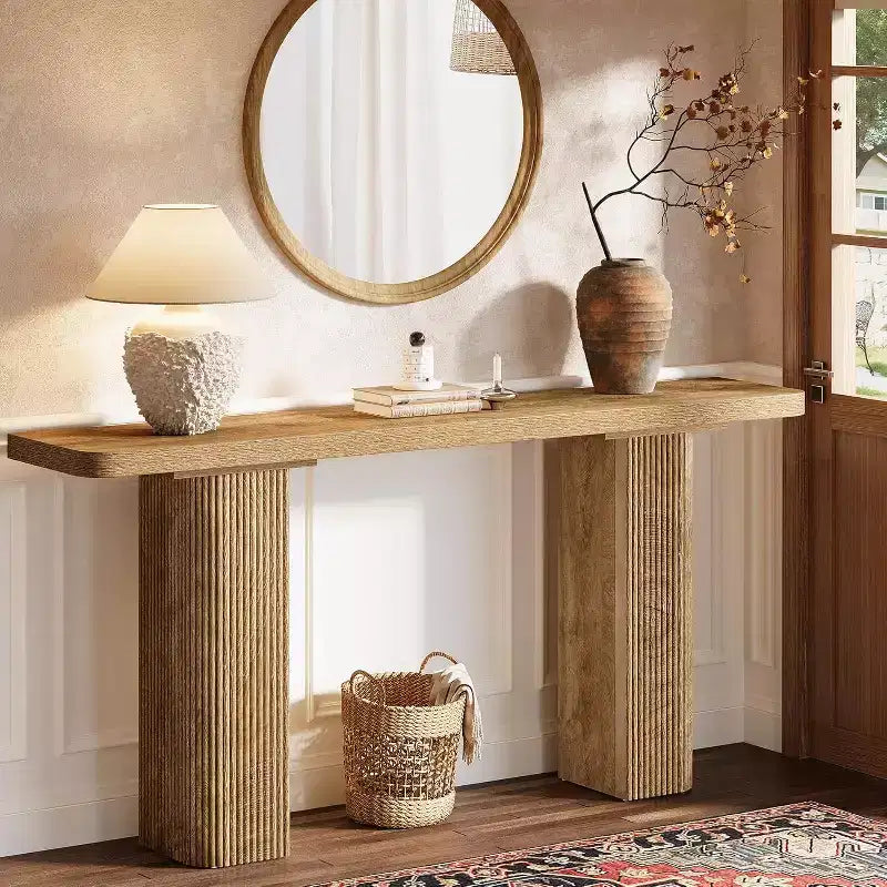 Lantine 63-Inch Long Console Table, Farmhouse Sofa Table Behind Couch, Wooden Entryway Table for Living Room, Hallway, Foyer, Entrance