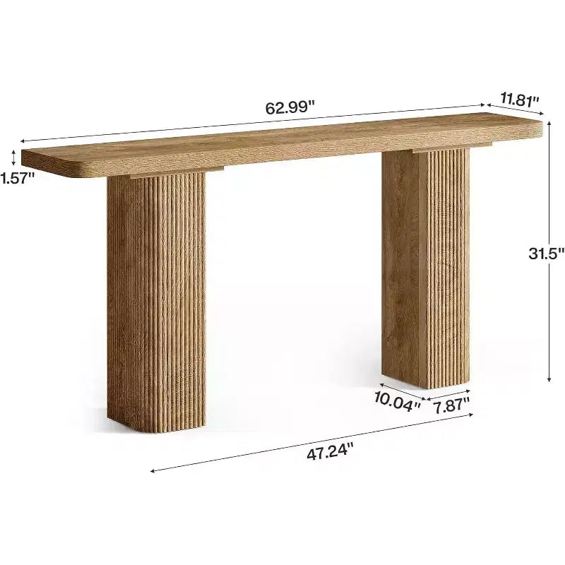 Console étroite de 160 cm, Table d'appoint de style rustique pour canapé, Table d'entrée en bois pour salon, couloir, vestibule