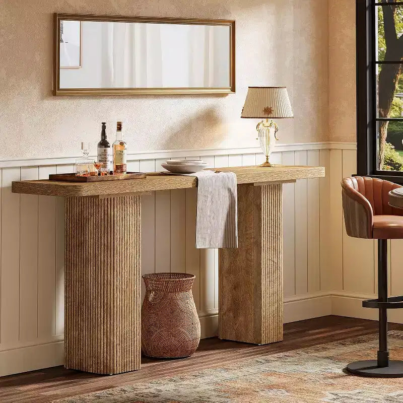 Console étroite de 160 cm, Table d'appoint de style rustique pour canapé, Table d'entrée en bois pour salon, couloir, vestibule