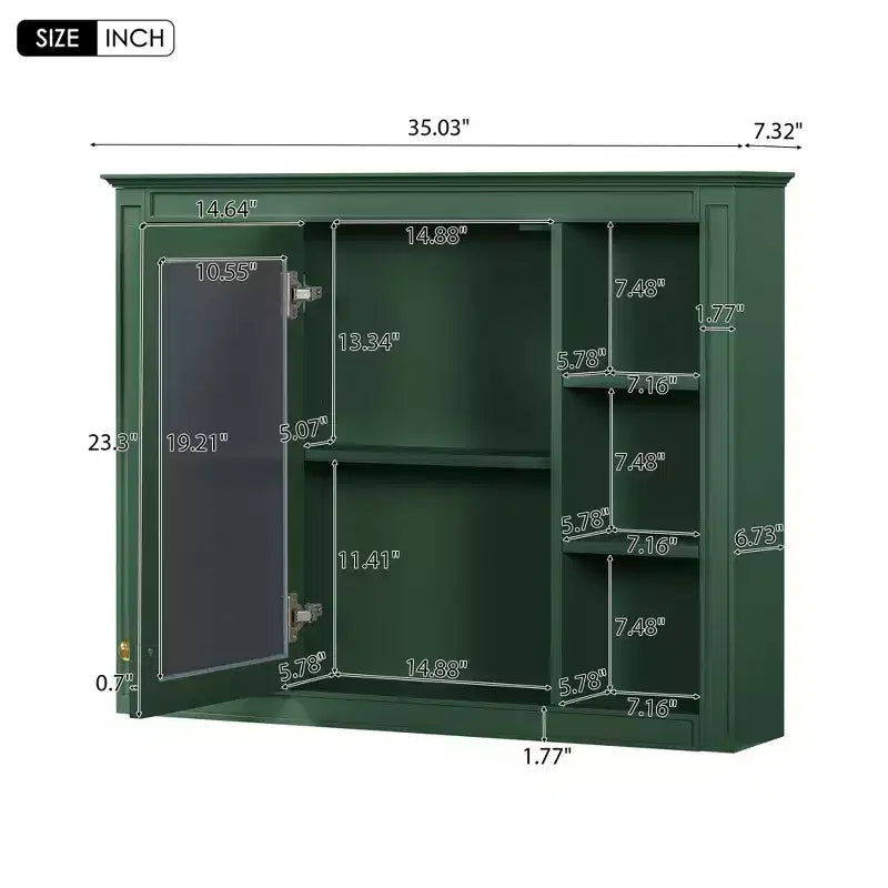 Armoire à pharmacie rectangulaire en MDF avec miroir de 35 po L x 27,5 po H