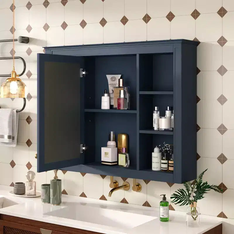 Armoire à pharmacie rectangulaire en MDF avec miroir de 35 po L x 27,5 po H