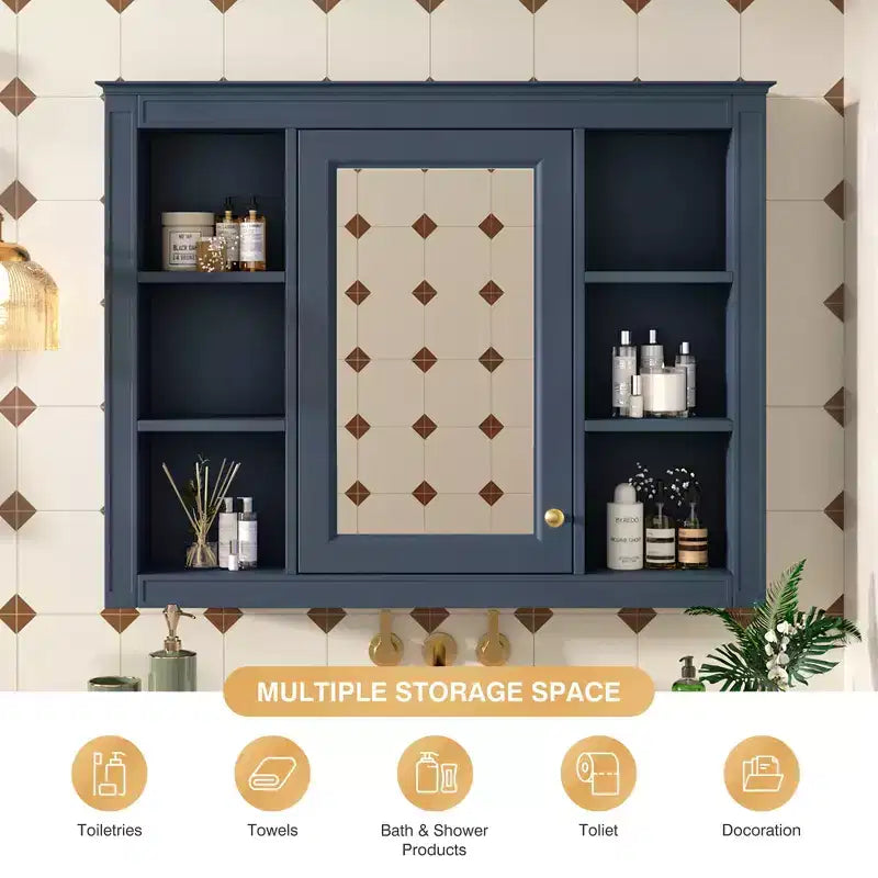 Armoire à pharmacie rectangulaire en MDF avec miroir de 35 po L x 27,5 po H