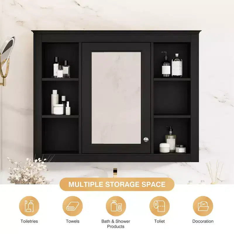 Armoire à pharmacie rectangulaire en MDF avec miroir de 35 po L x 27,5 po H