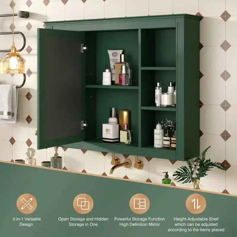 Armoire à pharmacie rectangulaire en MDF avec miroir de 35 po L x 27,5 po H