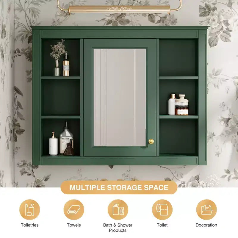 Armoire à pharmacie rectangulaire en MDF avec miroir de 35 po L x 27,5 po H